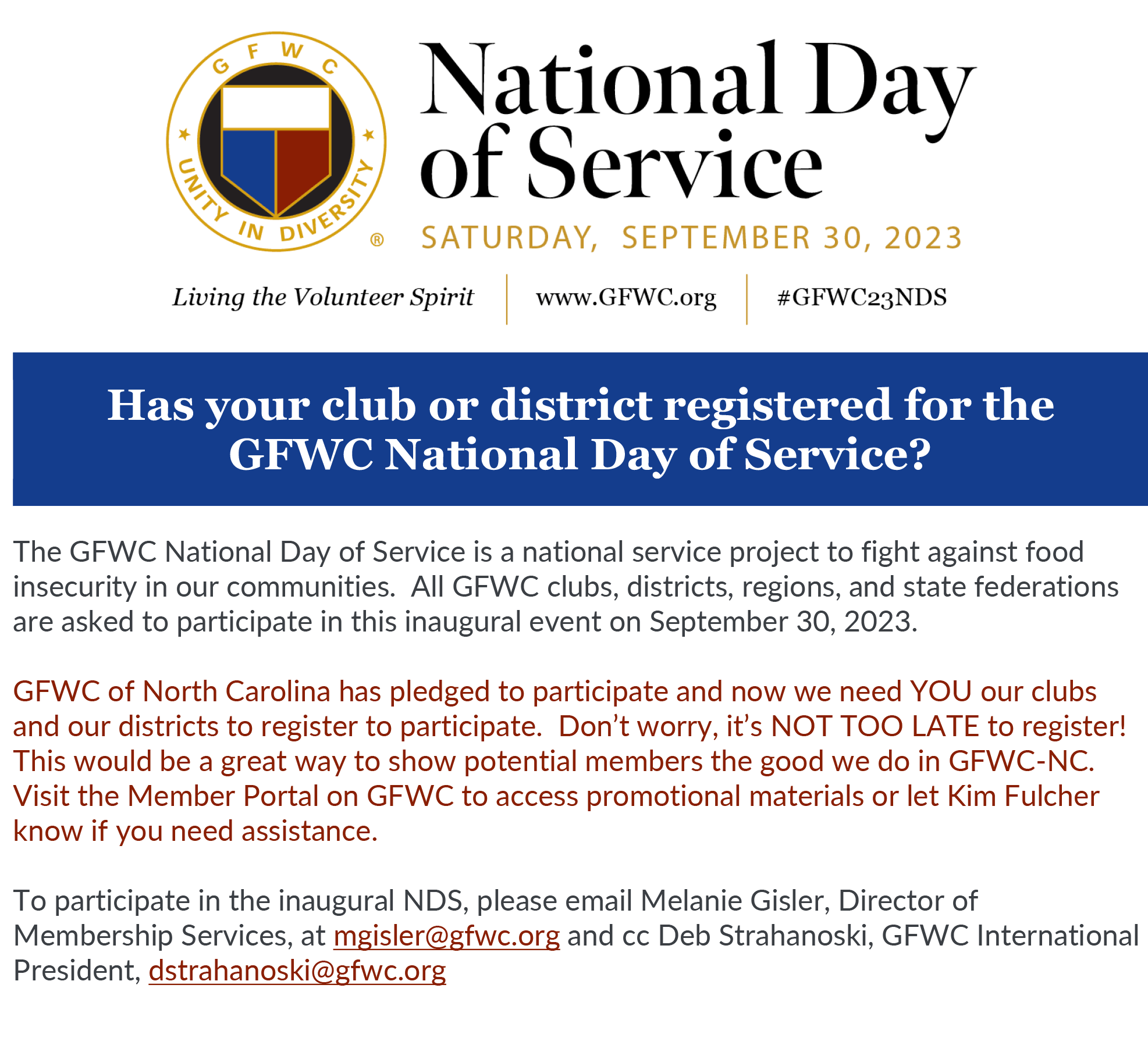 GFWC National Day of Service General Federation of Women's Clubs of